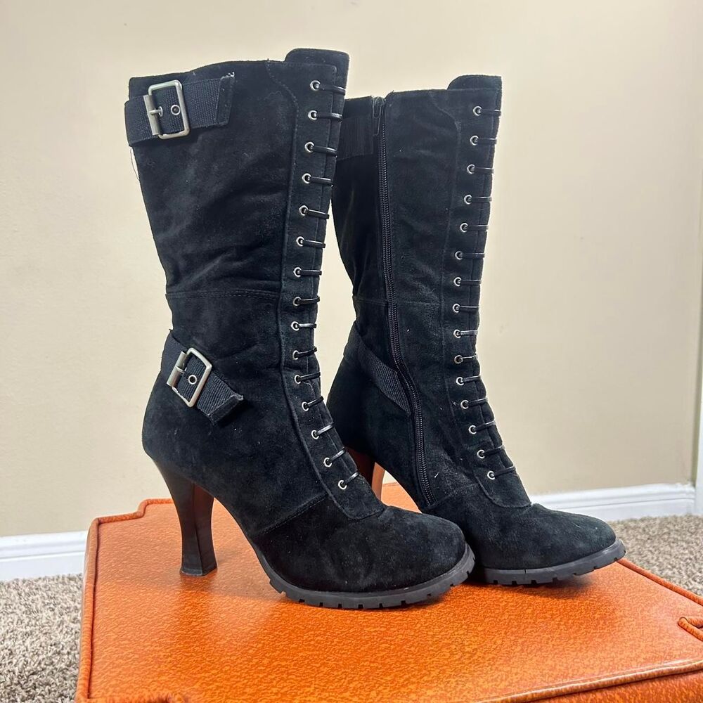 Colin Stuart Black Y2K Lace-up Boots